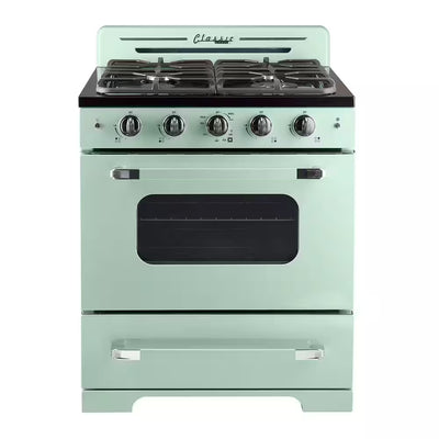 Classic Retro 30 In. 3.9 Cu. Ft. Retro Gas Range with Convection Oven in Summer Mint Green