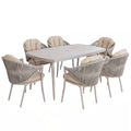7-Piece Aluminum Outdoor Dining Set with Beige Cushion