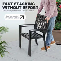 7-Piece Black Iron Outdoor Dining Set