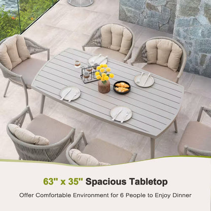 7-Piece Aluminum Outdoor Dining Set with Beige Cushion