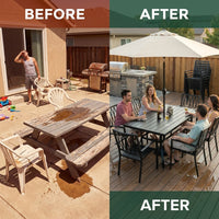 7-Piece Black Iron Outdoor Dining Set — Before & After