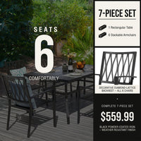 7-Piece Black Iron Outdoor Dining Set — Results & Stats