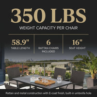 7Pcs Outdoor Dining Set Rectangular Table Patio Dining Set Rattan Wicker Chairs — Results & Stats
