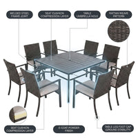 7Pcs Outdoor Dining Set Rectangular Table Patio Dining Set Rattan Wicker Chairs — How It Works