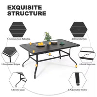 7-Piece Black Iron Outdoor Dining Set