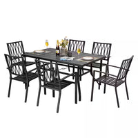 7-Piece Black Iron Outdoor Dining Set