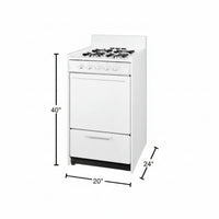 Compact Gas Range Designed for Small Kitchens, 20 Inch Width, 2.5 Cu Ft Oven, Battery Start Ignition
