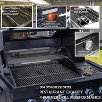 Outdoor Kitchen Island Built for Backyard Entertaining, Gas Grill, Sink, Refrigerator, 104 Inch
