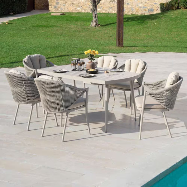 7-Piece Aluminum Outdoor Dining Set with Beige Cushion
